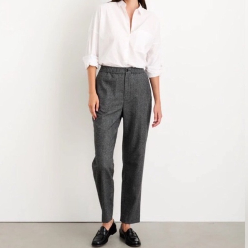 ALEX MILL Pull On‎ Trouser In Tweed In Charcoal Wool Blend Size Large NWT